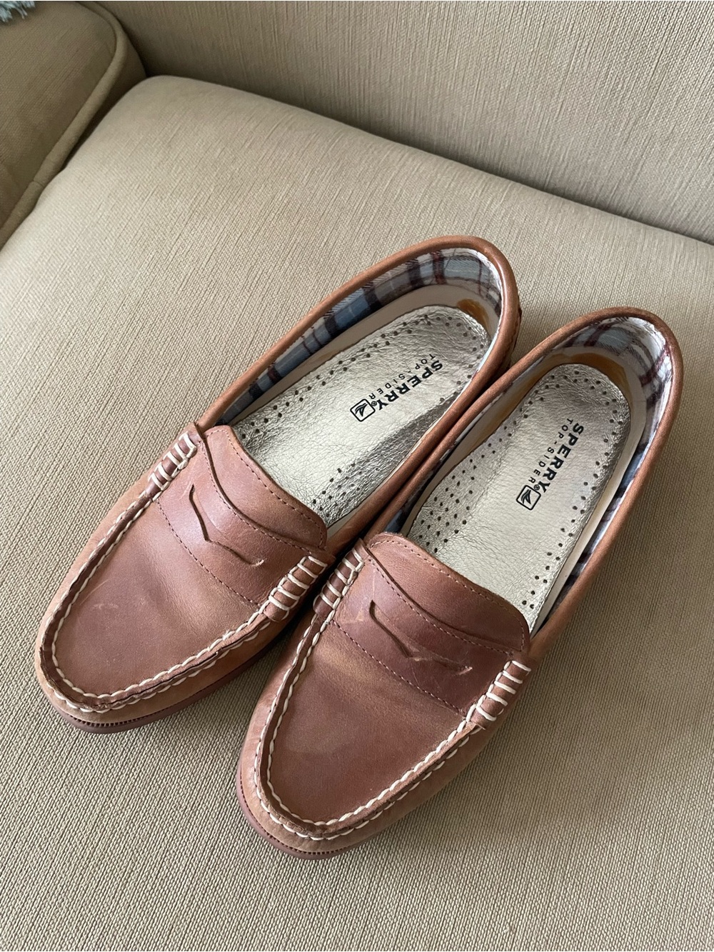 Sperry Tan Leather Penny Loafers